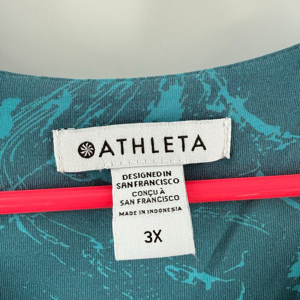 Athleta Dress Womens Size 3X Santorini Patterened Sleeveless Teal Marble Stretch - Picture 3 of 12